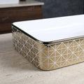 Wash basin and cabinet styling for dining hall wash basin cabinet, glossy gold rectangular table top basin