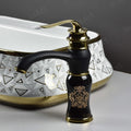 Single lever wash basin mixer installed on wash basin, black gold glossy finish tap for Indian bathroom interior
