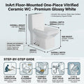 One piece ceramic toilet commode in glossy white finish, square western commode single piece for modern bathroom