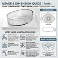 Glass table top wash basin in clear transparent finish, oval basin for washroom counter styling