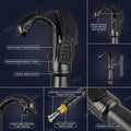 Designer basin tap matte black, hot and cold basin mixer tap shown at 3/4 angle for washroom basin