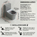 Washdown western toilet commode in glossy grey ceramic, close-up of rim and bowl for easy cleaning