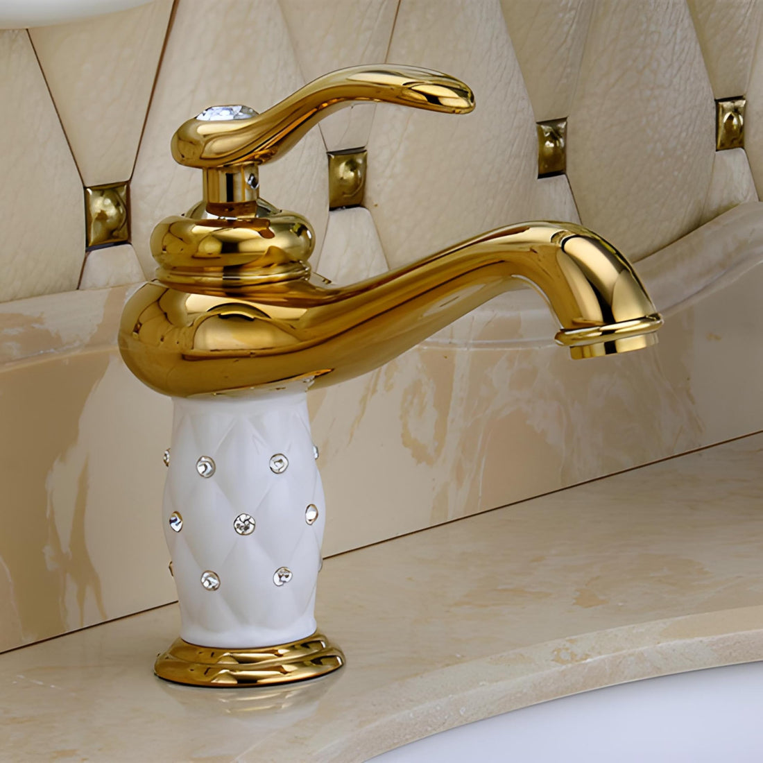 Jaquar wash basin tap style by InArt, gold white single lever waterfall basin mixer in zinc alloy, deck mount