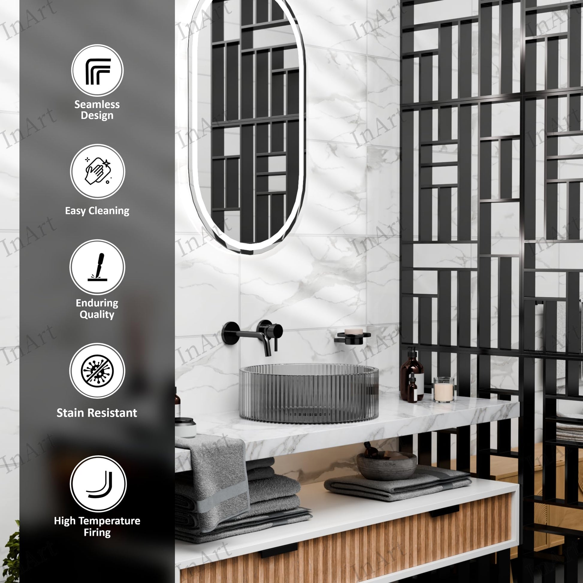 Glass wash basin stand, transparent wash basin, countertop installation