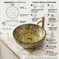 Table top basin design with cabinet pairing idea, green multi colour square ceramic wash basin for bathroom