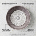 Top view of round ceramic wash basin with smooth glazed surface in ash grey matt finish