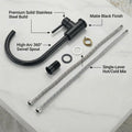 Stainless steel black kitchen sink mixer with matte black finish, monobloc tap for easy daily use