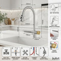 Pull down faucet for kitchen sink with 360° swivel spout, chrome brass pull out mixer tap for easy cleaning