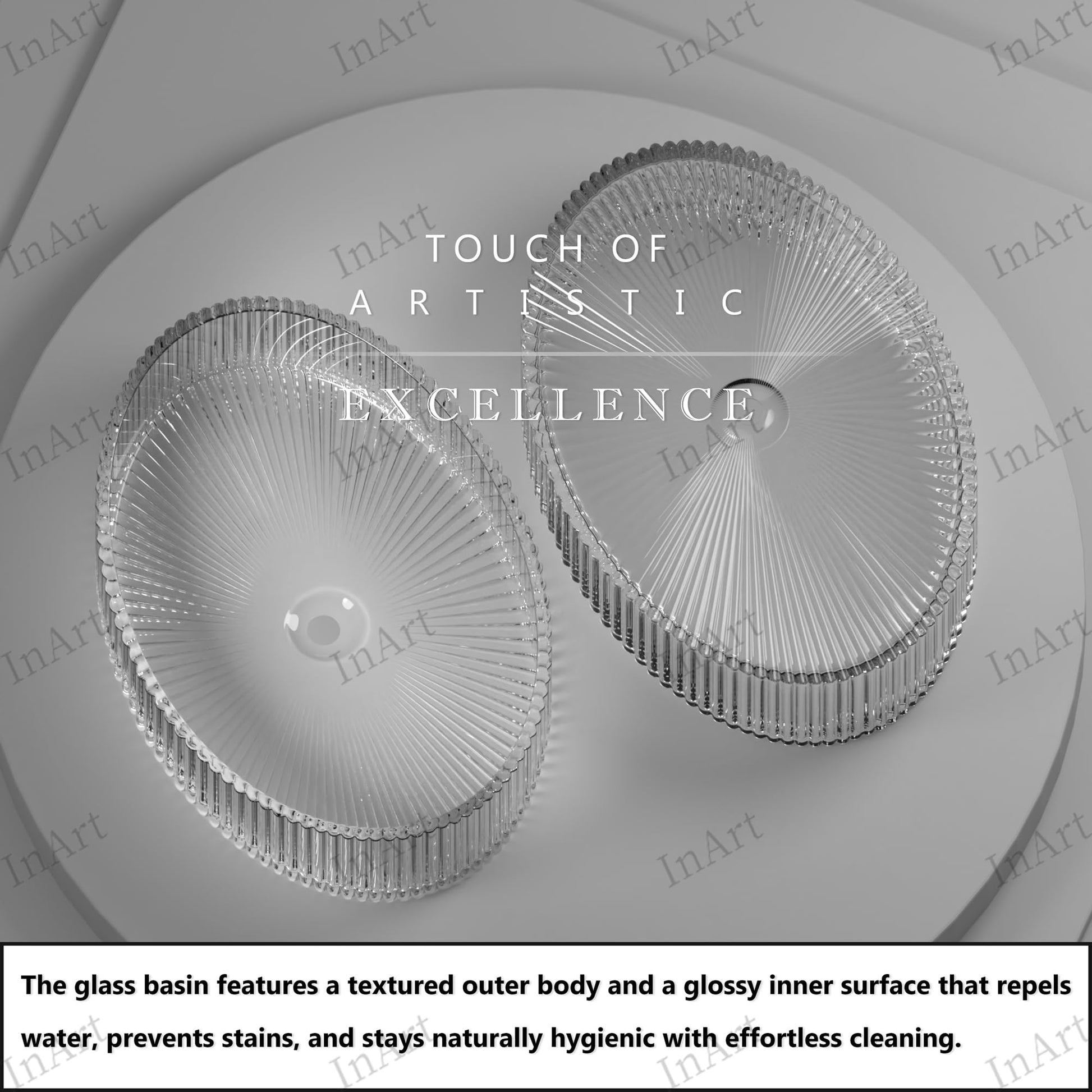 InArt glass basin bowl, modern transparent wash basin