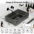 InArt black matte bathroom sink in glass, modern washroom counter styling with tap