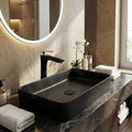 InArt rectangular ceramic table top wash basin in matte black, front view for wash basin price in India