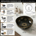 Table top basin design with cabinet, glossy black round wash basin styled for modern washroom