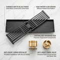 InArt square brass floor drain jali with cockroach trap, angled view in antique brass bronze black finish