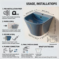Wall mounted bathroom sink basin in glossy blue ceramic, compact 20 x 18 wash basin wall hanging style