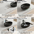 Top view of oval ceramic wash basin with smooth matte black surface