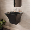 Rectangular black ceramic basin and half pedestal set, wall mounted wash basin for modern Indian bathroom