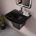 Premium sanitaryware for Indian bathroom, InArt black ceramic wall hung wash basin with half pedestal