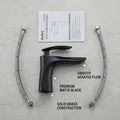 Matte black single lever basin mixer tap, side angle view for modern bathroom wash basin