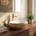 InArt gold colour wash basin close-up showing glossy ceramic finish and smooth rim detailing