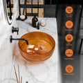 Glossy amber glass wash basin, countertop sink, InArt brand
