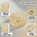 Top view of round counter top wash basin in gold finish for modern washroom décor