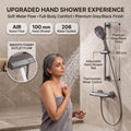 Hand shower head 100 mm size view with multi-flow selector detail