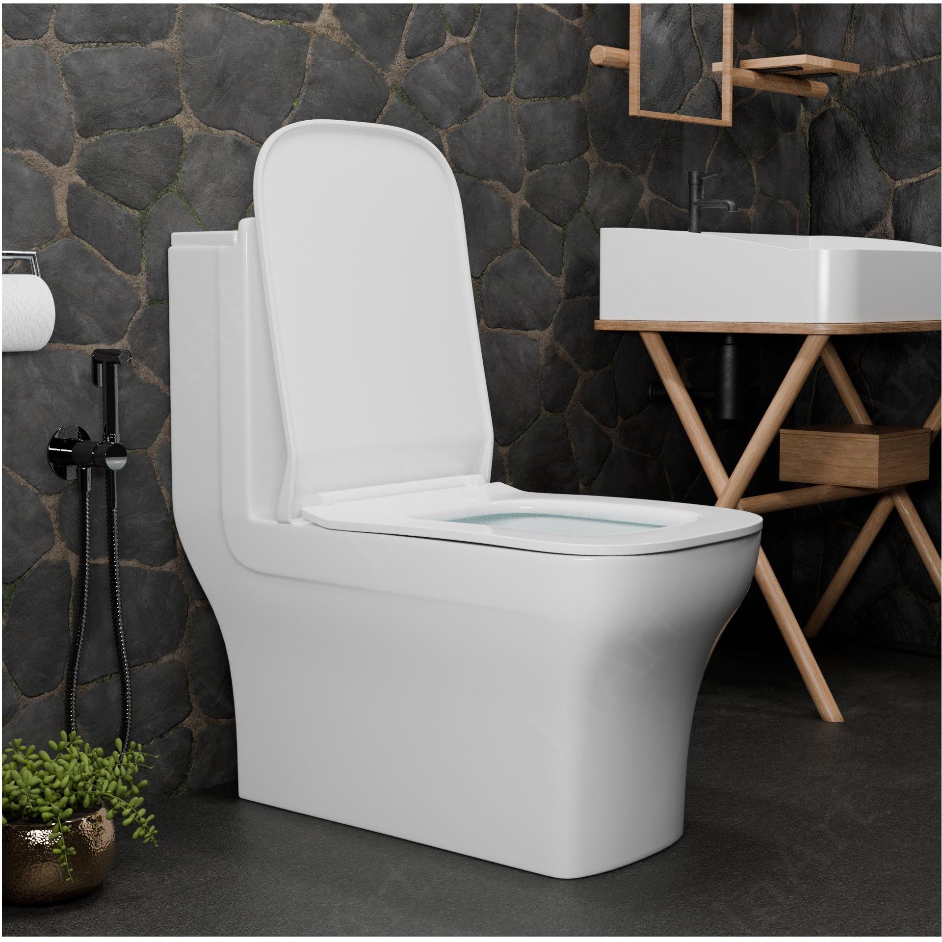 InArt ceramic square commode toilet with 10 years warranty, S-trap 9 inch floor outlet feature