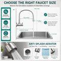 Adjustable spray head detail on brushed silver kitchen wash basin tap