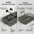 Glass table top basin in black, compact rectangular wash basin for living room wash area