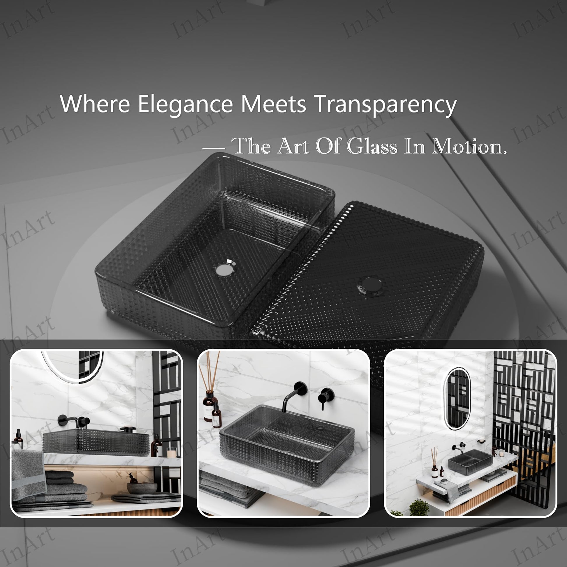 InArt glossy black wash basin, modern kitchen wash basin sink