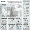 One piece ceramic toilet commode showing oval bowl and rim, hygienic easy-clean design, top view