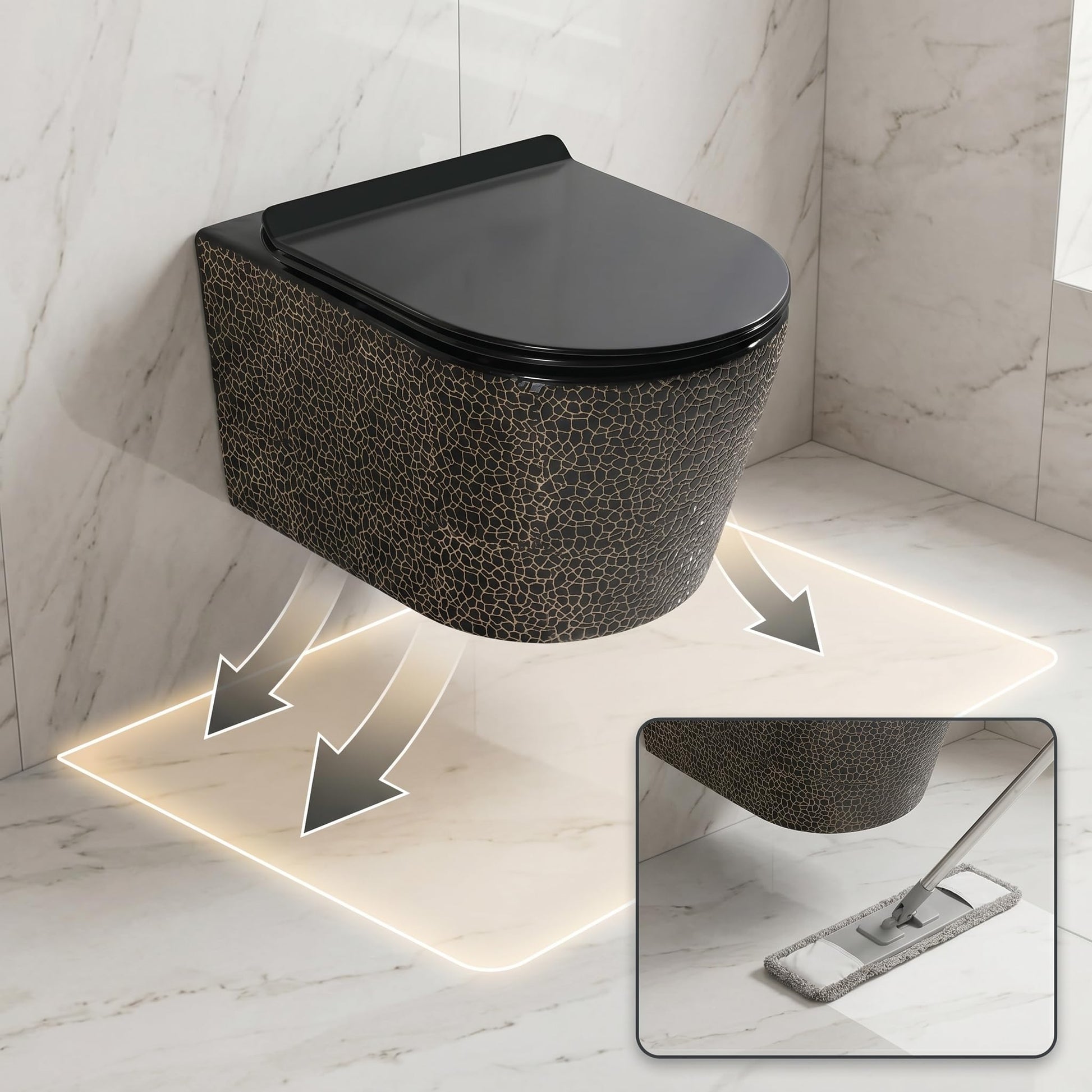 P-trap wall outlet connection view for wall mounted water closet installation