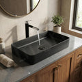 Close-up of InArt ceramic wash basin rim and matte black finish, premium sanitaryware for bathroom table top