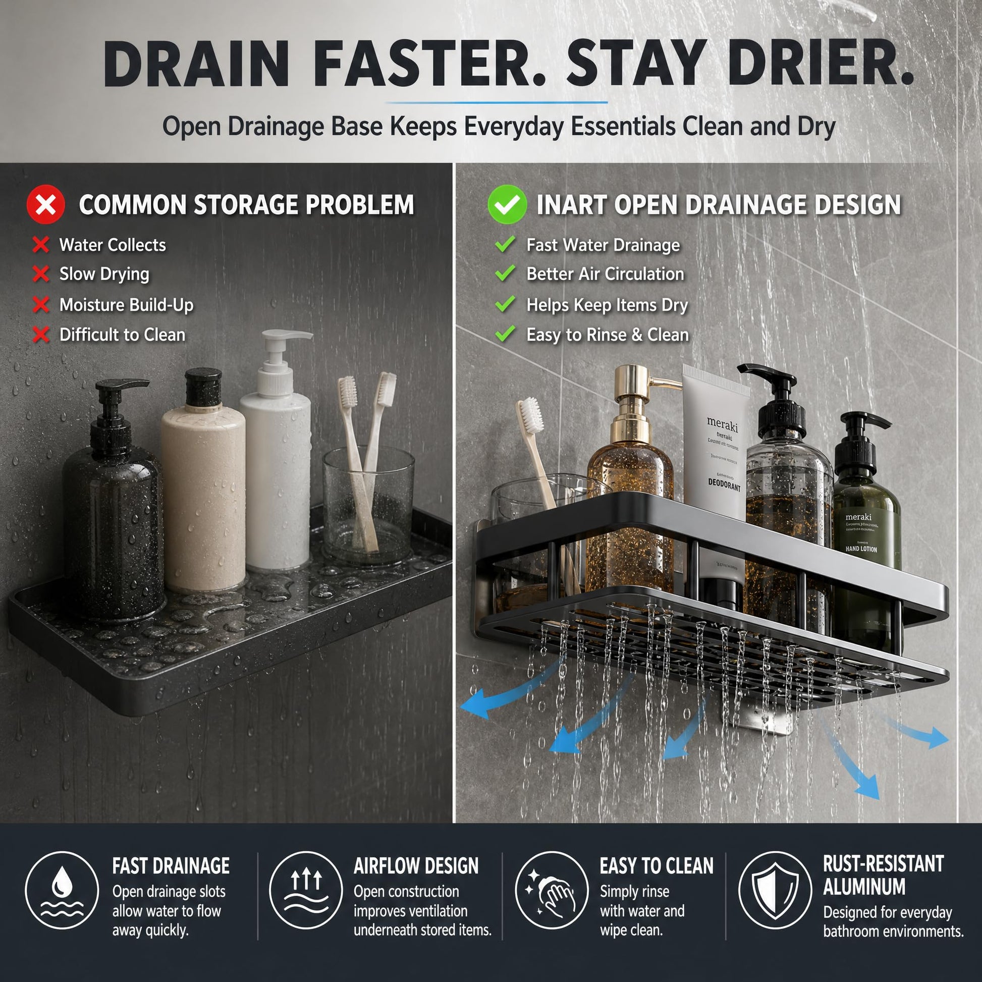 Screw fixing option for wall mounted bathroom shelf with screws and wall plugs