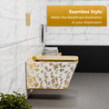 InArt wall mounted commode toilet showing soft close seat hinge detail and premium ceramic finish