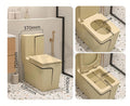 Single piece western commode khaki matte one-piece ceramic EWC, side angle view with soft close seat