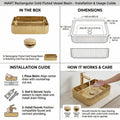 Modern bathroom interior with table with wash basin, InArt rose gold ceramic rectangular table top basin