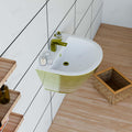 Space saving small wash basin wall mounted for bathroom, InArt white gold ceramic basin with half pedestal