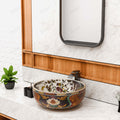 InArt round table top basin in glossy ceramic, underside and drain hole detail for easy countertop fitting