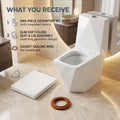 InArt European square one piece water closet in bathroom setting, premium ceramic commode in white