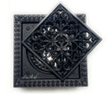Square brass floor drain jali with anti-foul cockroach trap, angled view, bronze black bathroom drain cover