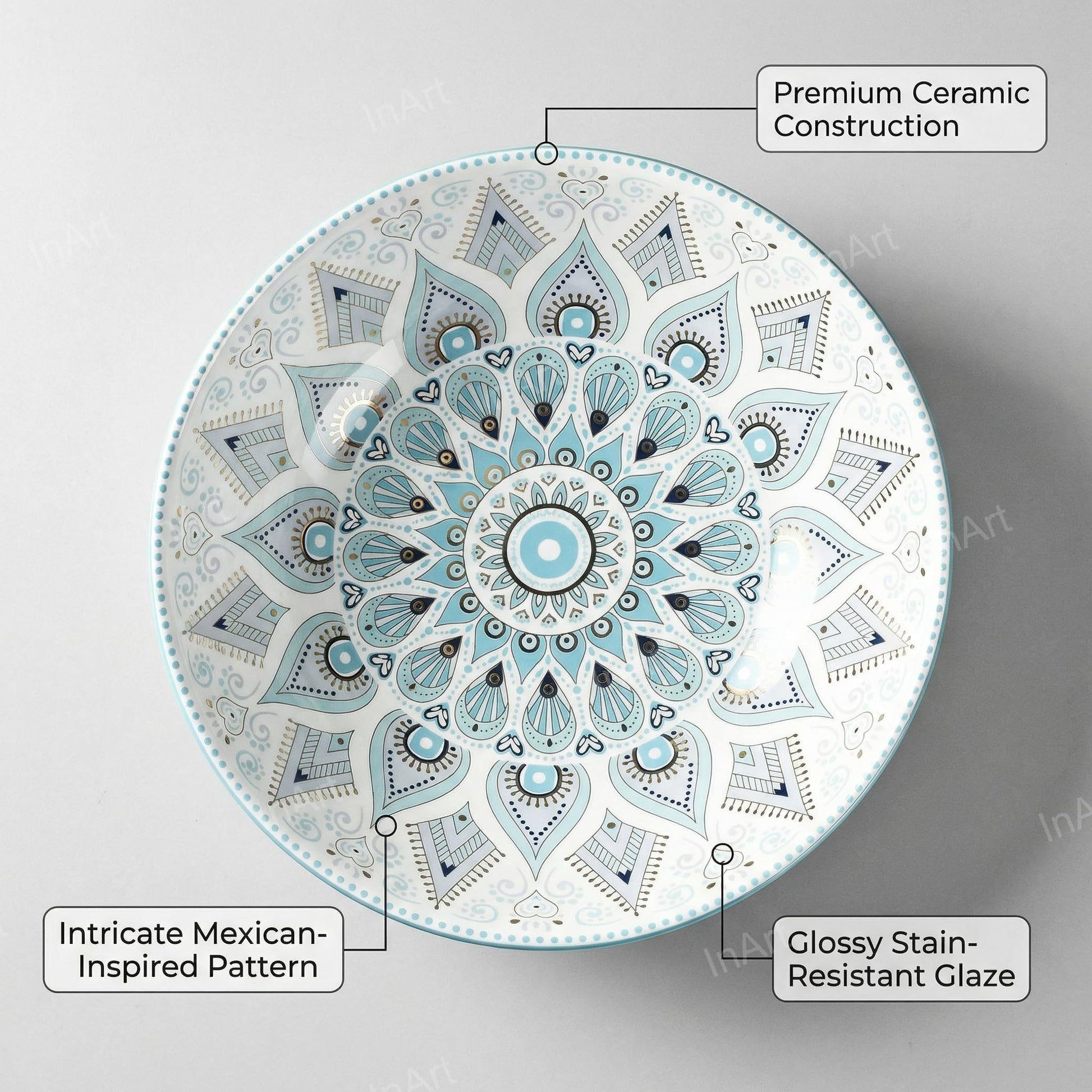 Modern designer table top basin design, light blue glossy ceramic round wash basin angled view