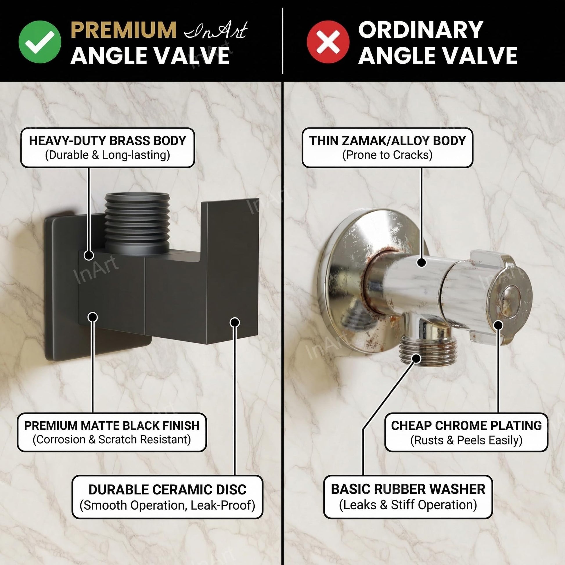 Toilet angle valve brass black finish, wall mounted 90-degree angle cock with flange for cistern inlet