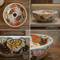 Top view of round table top basin design showing smooth glazed ceramic surface