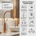 Hot and cold water mixer for wash basin, single hole basin mixer tap in rose gold brass on counter
