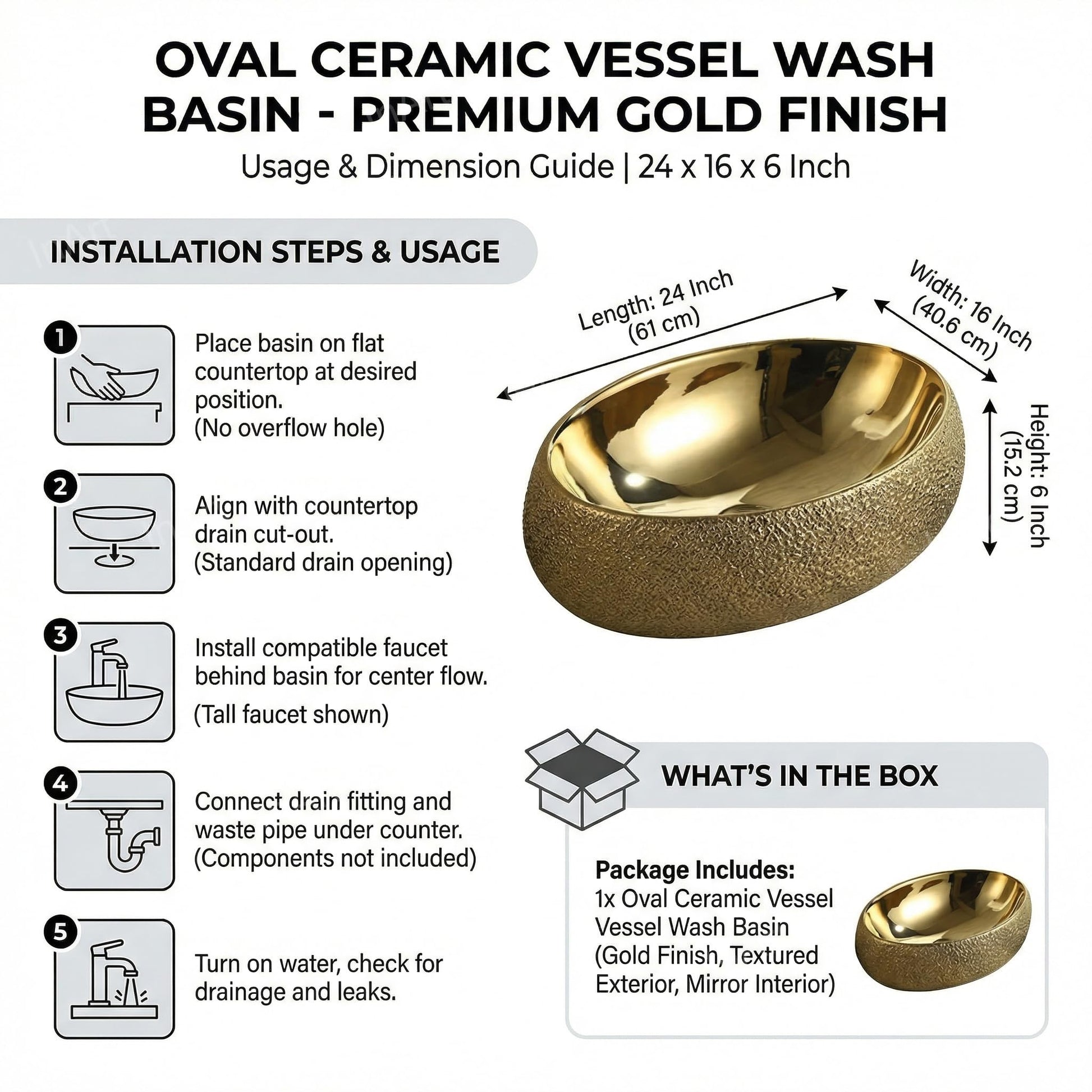 Oval golden table top basin for bathroom vanity, ceramic wash basin design for stylish wash basin table