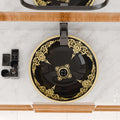 InArt luxurious bathroom sinks for hotel washroom, Moroccan ceramic table top basin in black gold