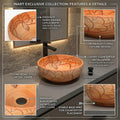 Side profile of matt finish wash basin highlighting 14 cm height and curved shape