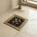 InArt antique brass floor drain jali close-up, durable brass grille with anti-foul cockroach trap