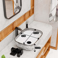 InArt table top wash basin design for bathroom, silver white ceramic rectangular vanity wash basin